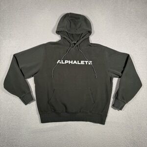 Alphalete Hoodie Mens Medium Sage Green Pullover‎ Sweatshirt Gym Workout Logo